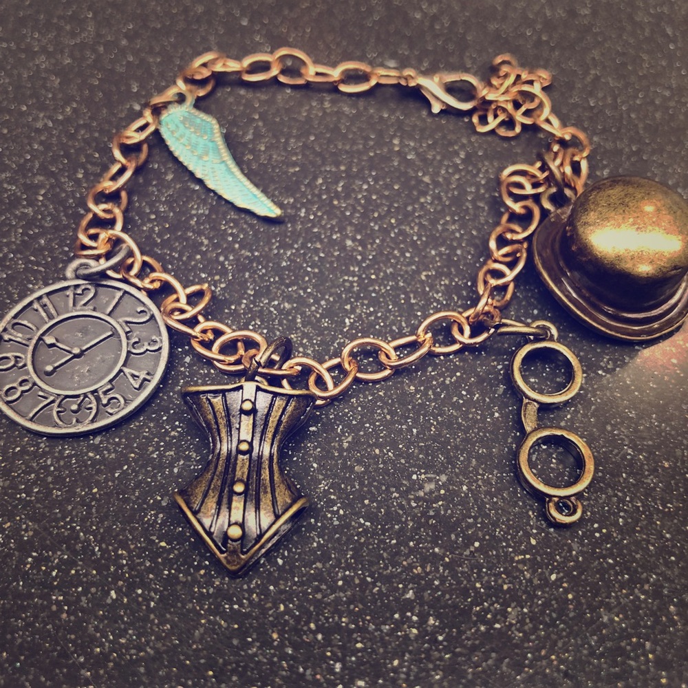 Steampunk inspired charm bracelet